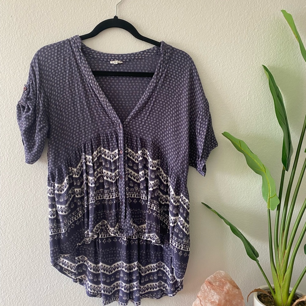 Lightweight Button Up Blouse | Purple, M